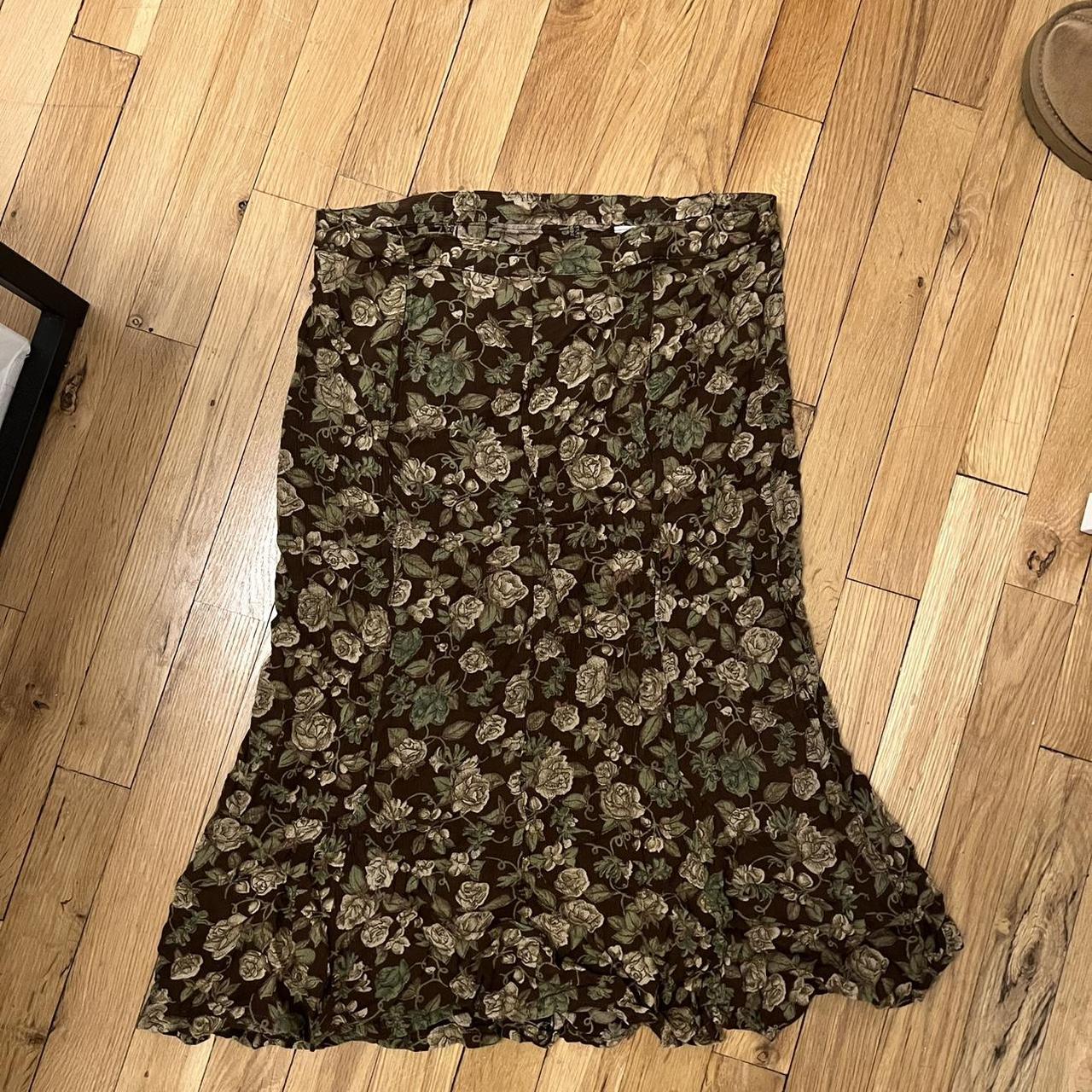 Women's Brown and Green Skirt | Depop