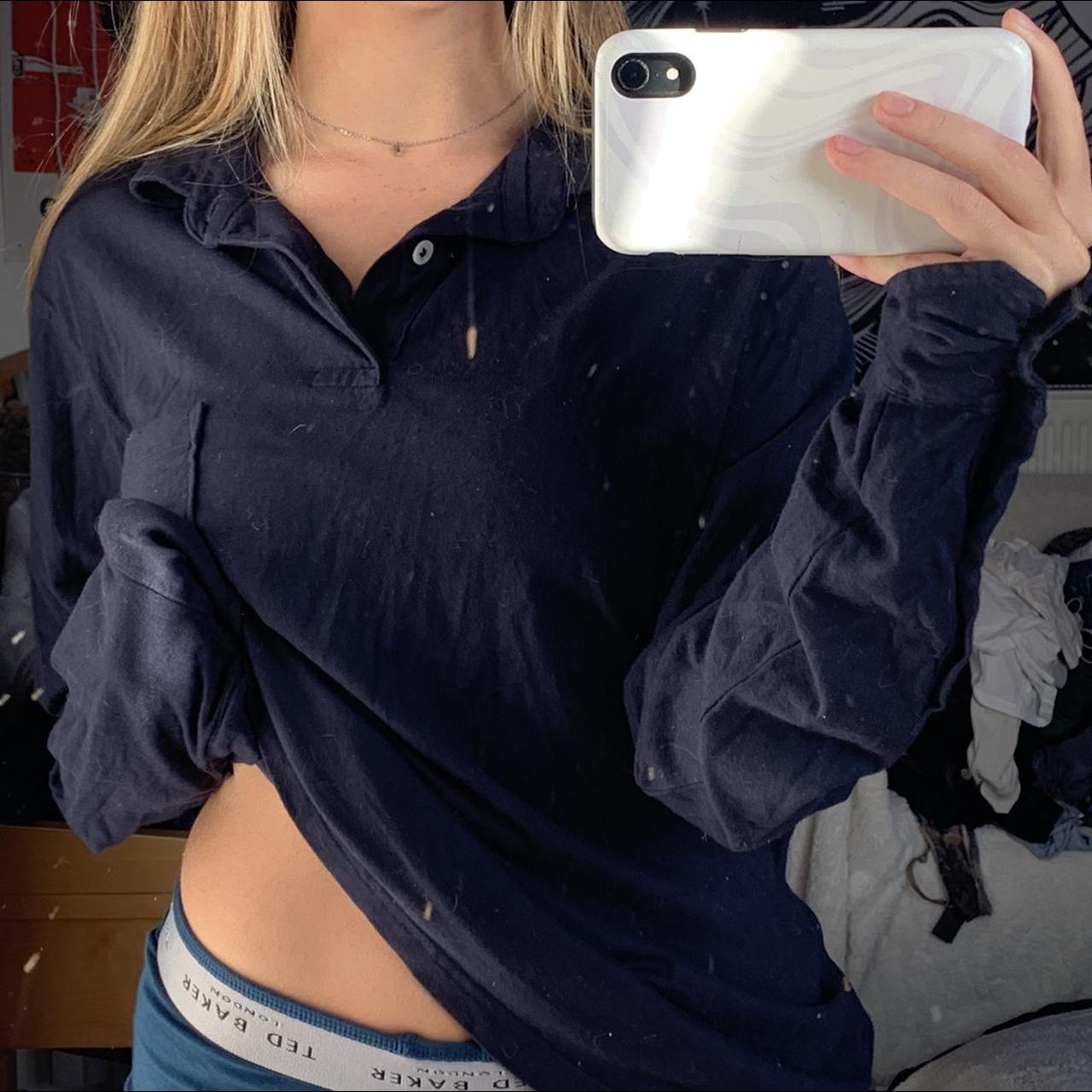Cutest oversized navy shirt Perfect condition, marks... - Depop