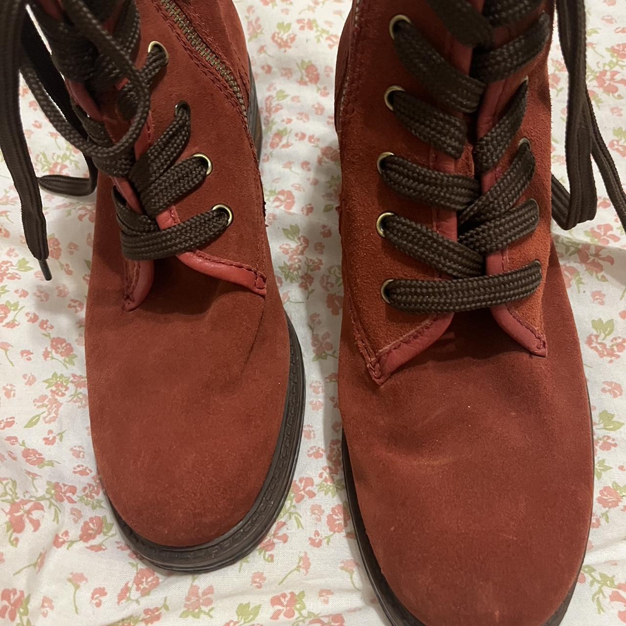 very good condition red suede material otot boots... - Depop