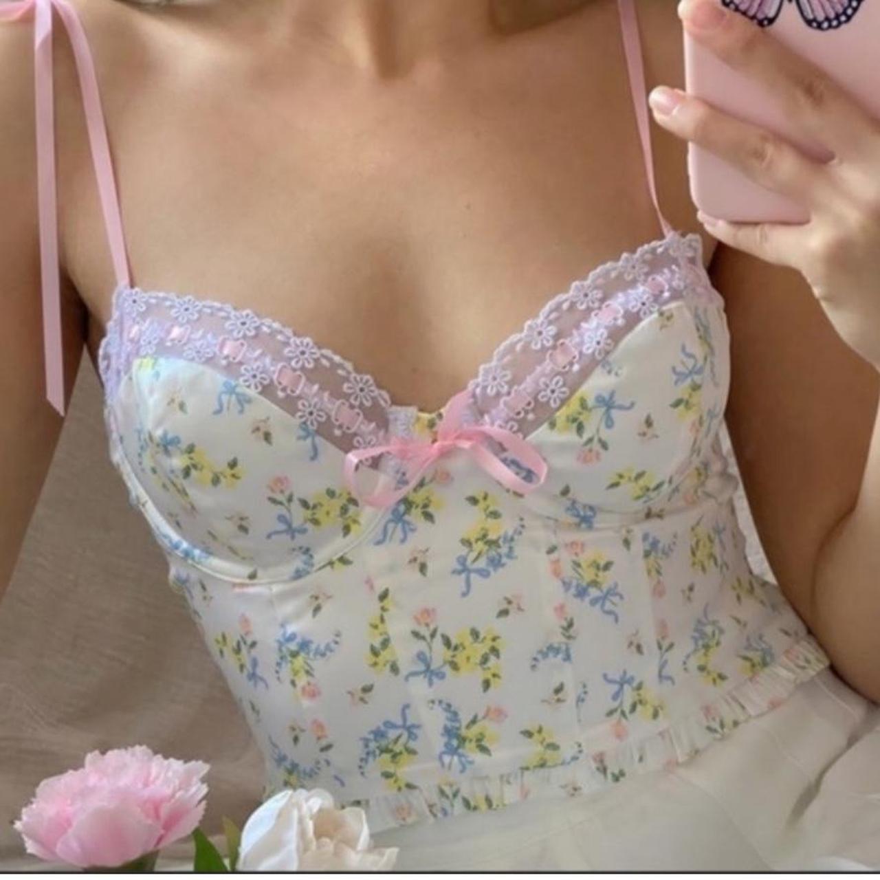 For love and lemons strawberry print bustier ♡ in - Depop