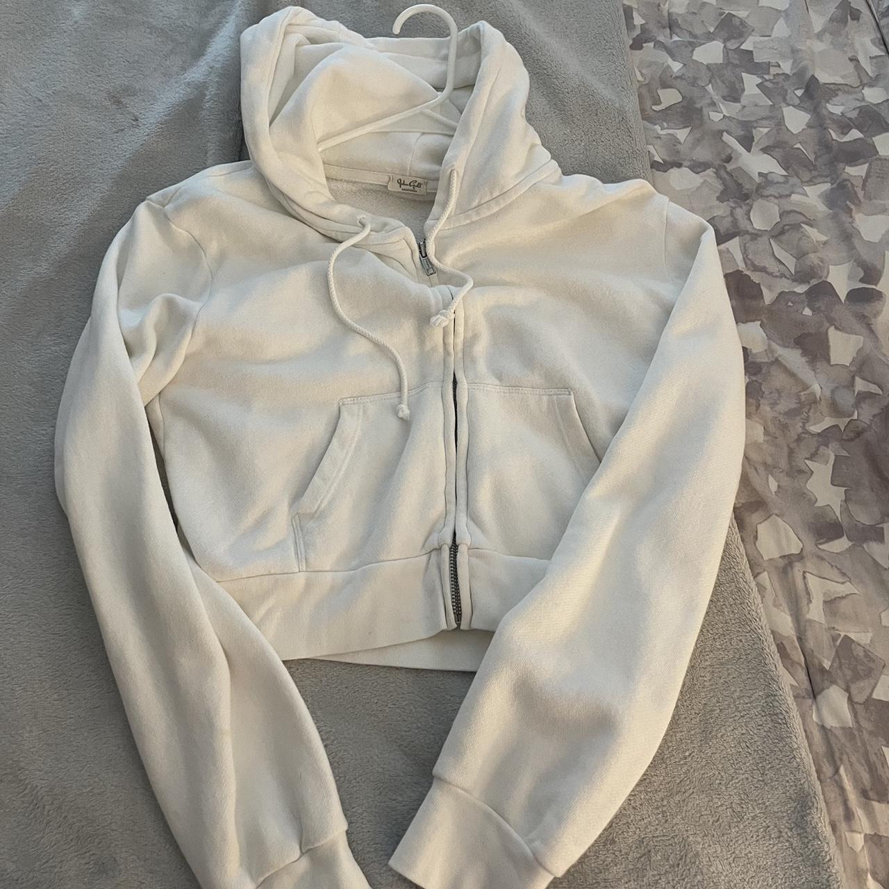 Brandy Melville cropped zip up hoodie. Has a stain - Depop