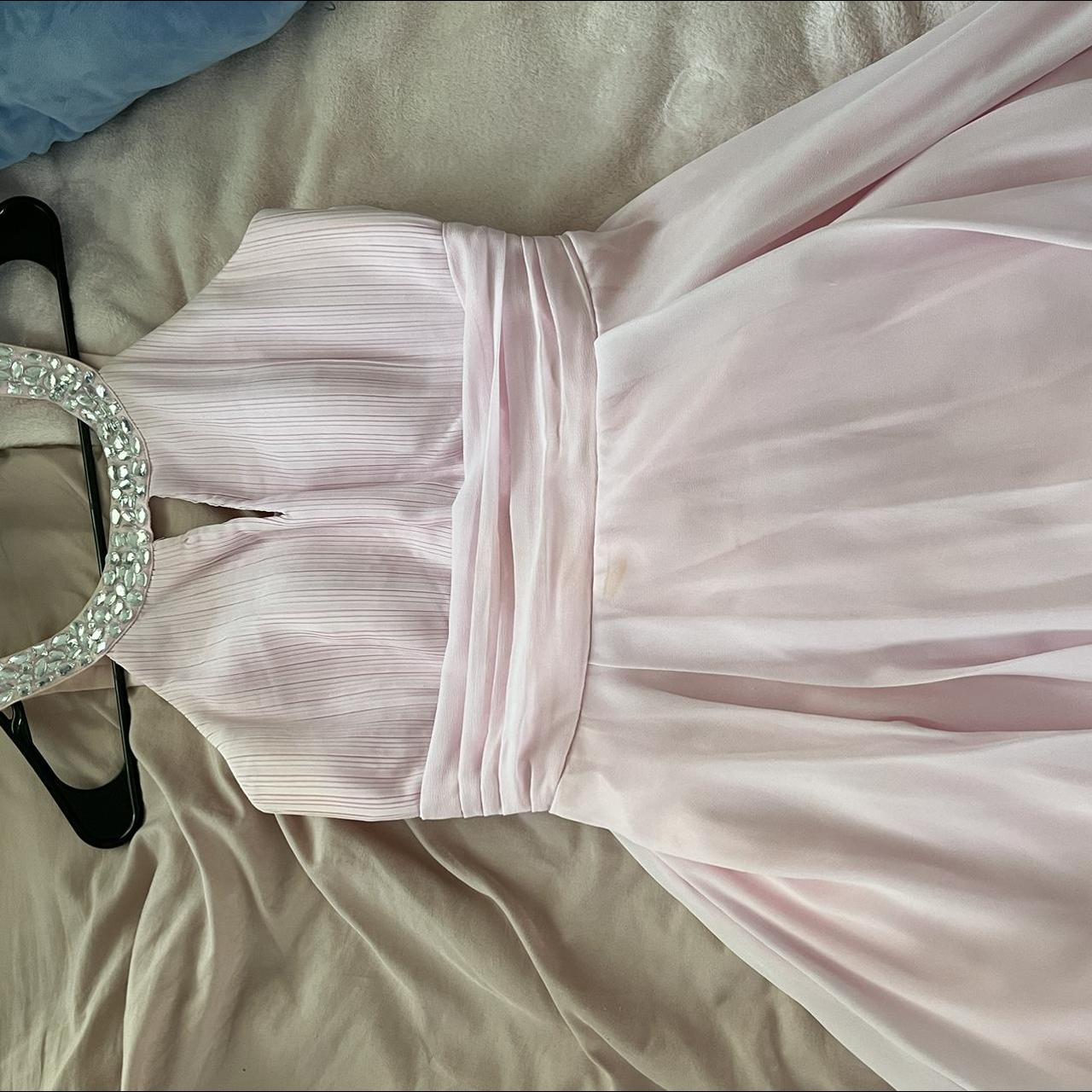 baby pink mini formal dress! worn once. has minor... - Depop