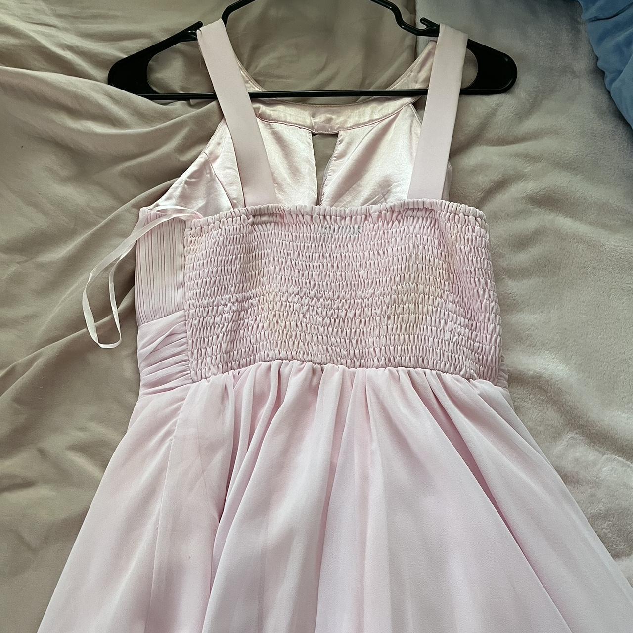 baby pink mini formal dress! worn once. has minor... - Depop
