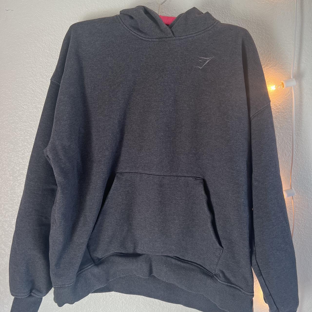 Gymshark basic hoodie, charcoal gray size S. Has an... - Depop