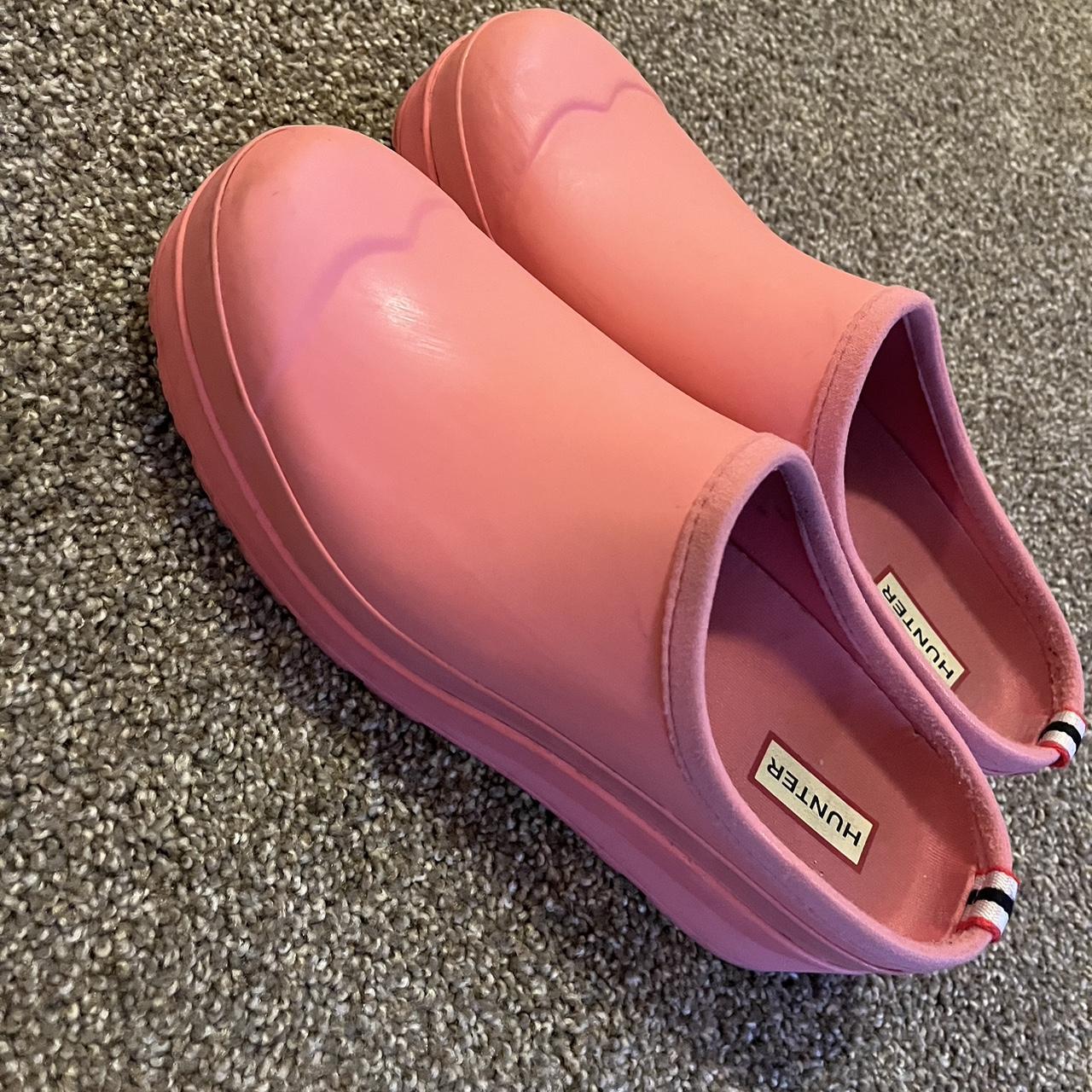 A muleboyz favorite. Rubber upper pink Hunter mules.... - Depop