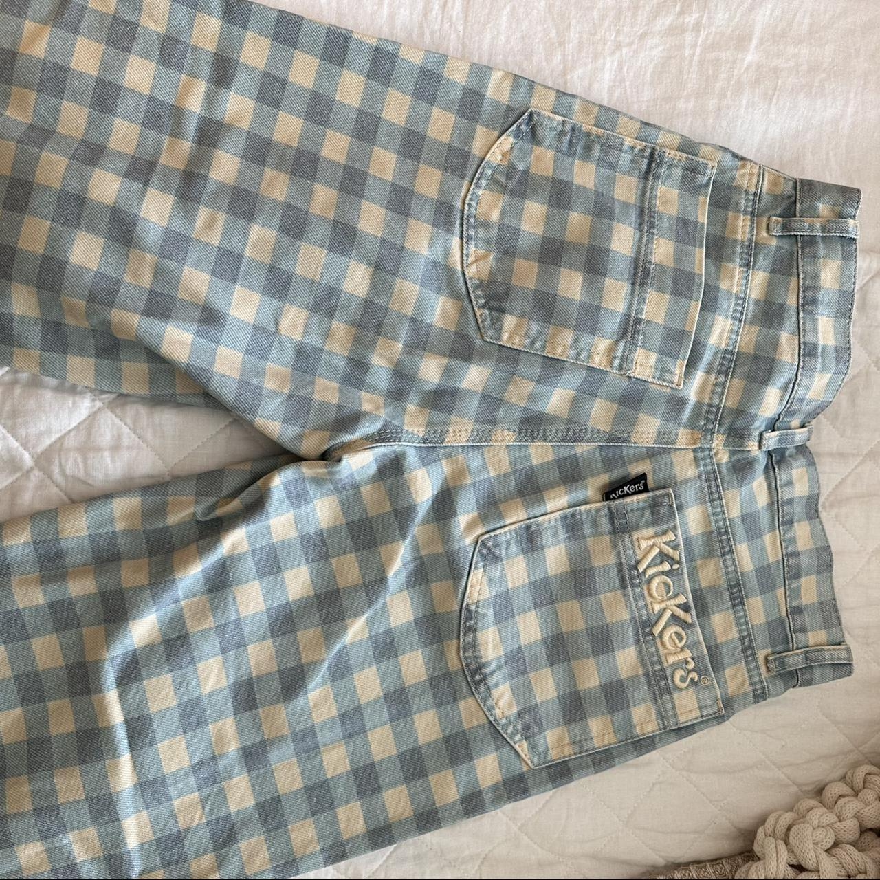 super cute gingham kickers jeans size 24 brand new Depop