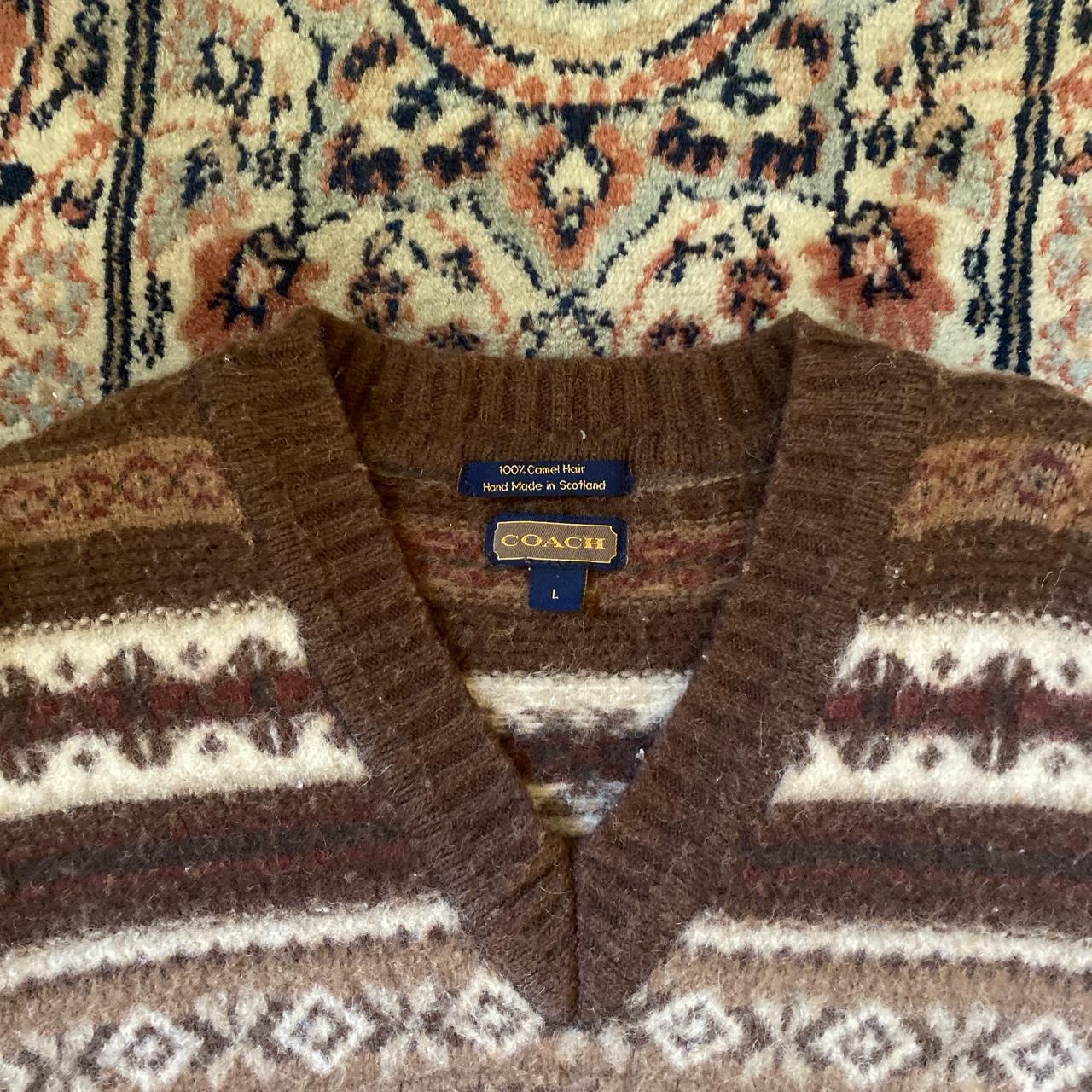 Coach Women's Brown and Cream Jumper | Depop