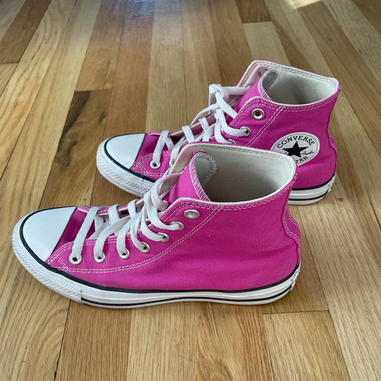 Pink / fuchsia high tops style converse, women’s... - Depop