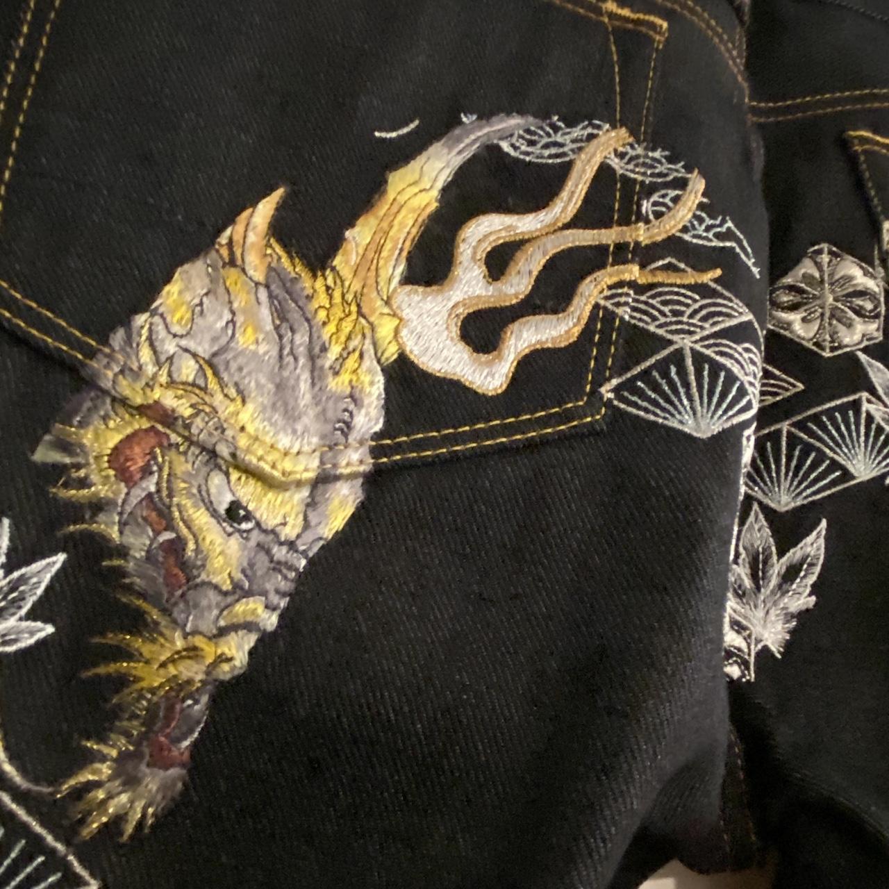 EVISU JEANS DRAGON AND KANJI DAICOCK EMBROIDERED | Depop