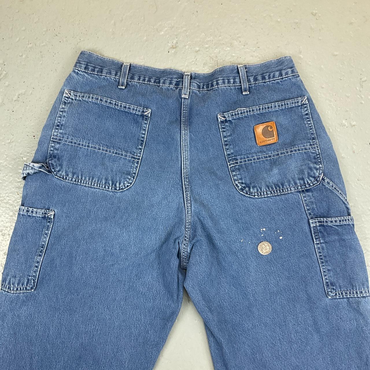 Carhartt denim carpenter work trousers. Full cotton... - Depop