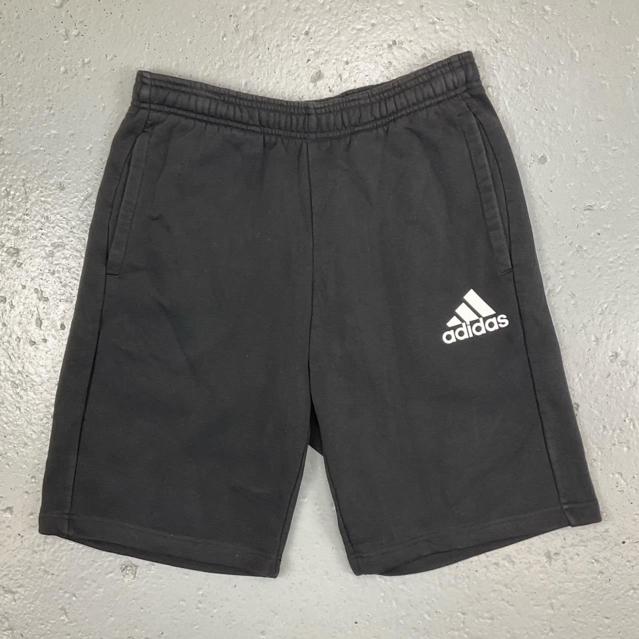 Y2K Adidas sweatpants shorts in black with white | Depop