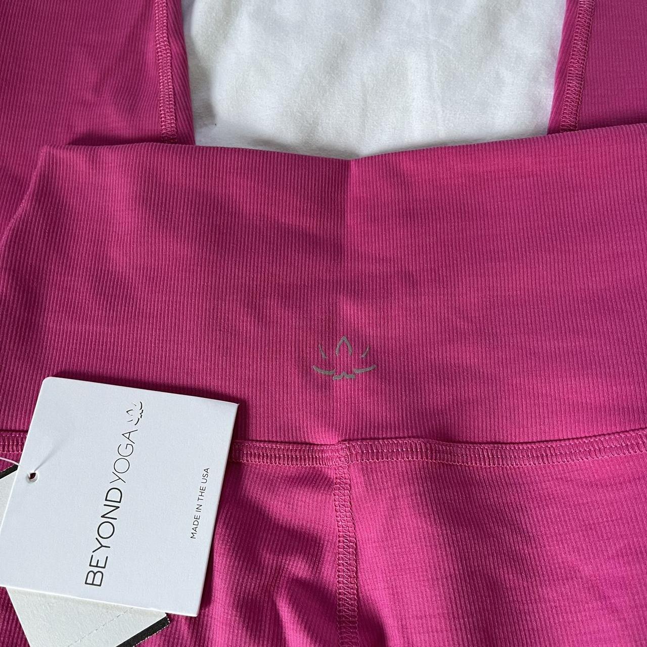 beyond yoga hot pink ribbed leggings brand new with... Depop