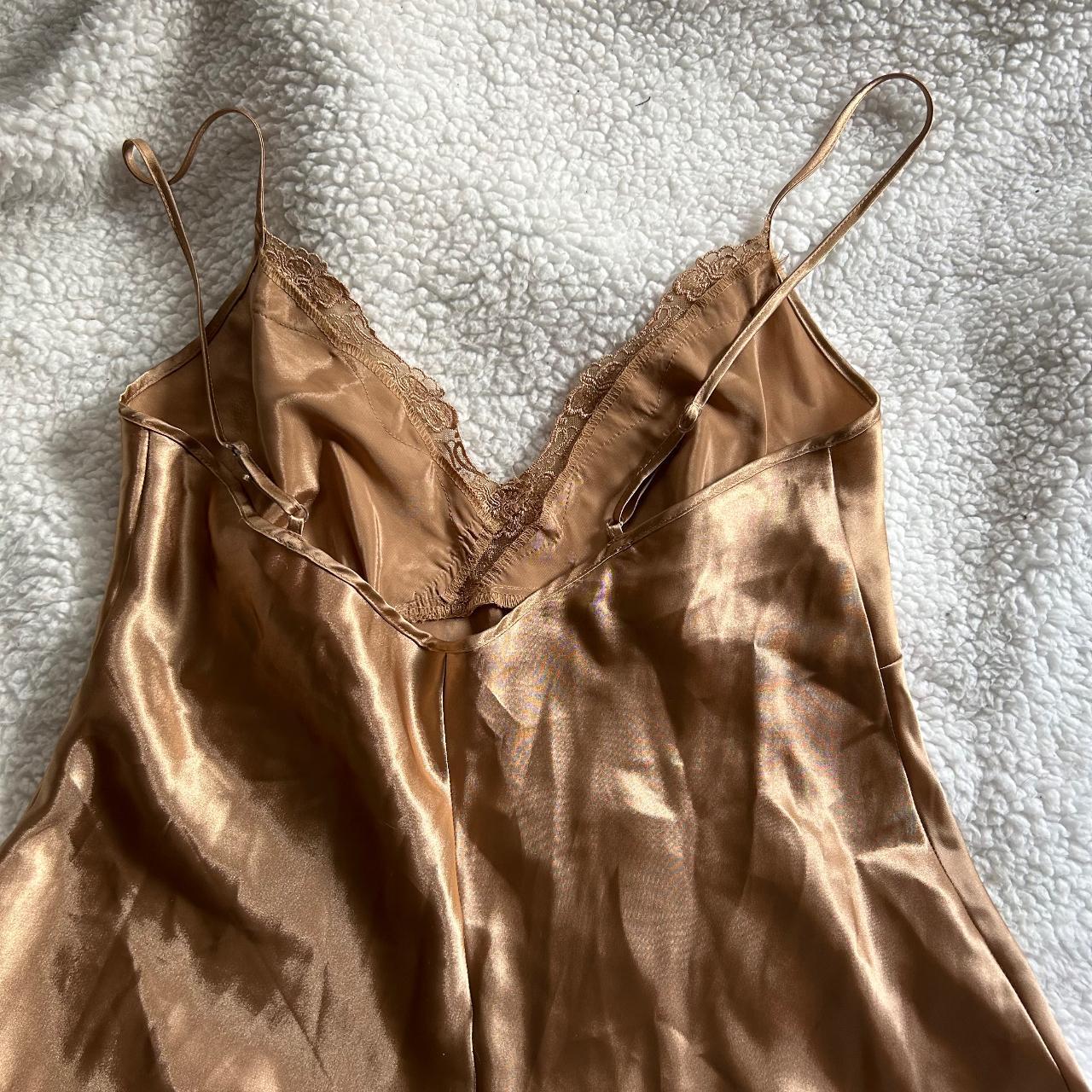 beautiful brown lace slip dress - size large - has... - Depop