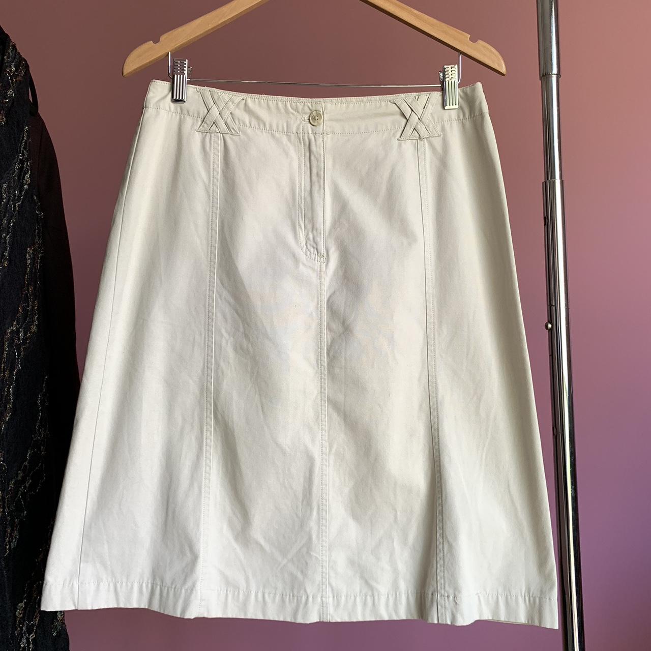 gorgeous cream midi skirt :) 🎀 must have classic... - Depop