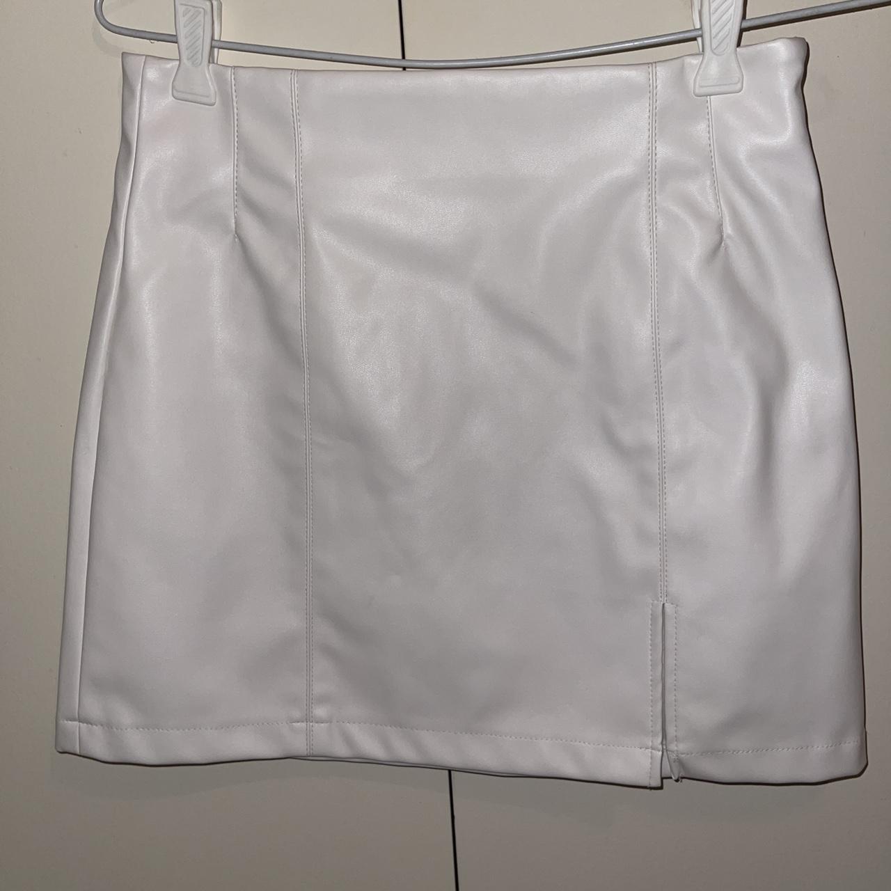 Glassons White Faux Leather Skirt. Worn Once perfect... - Depop