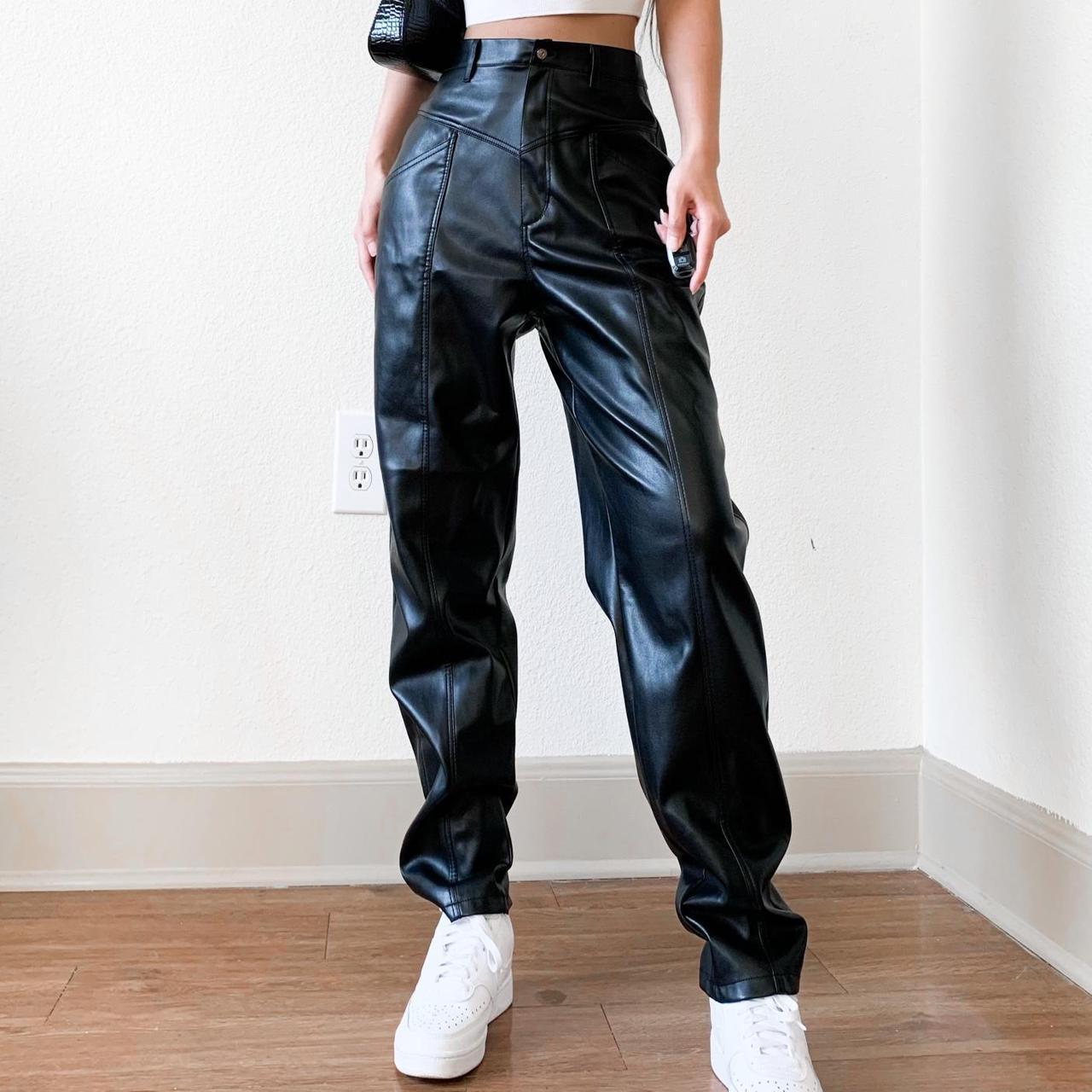 Leather Pants High Waisted Pants Pleated Pants Zara... Depop