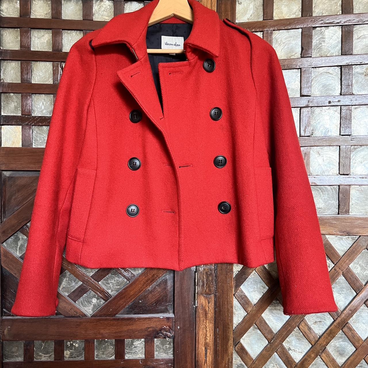 🚒 Red Steven Alan Peacoat Size 0 🍒❤️ Great used... - Depop