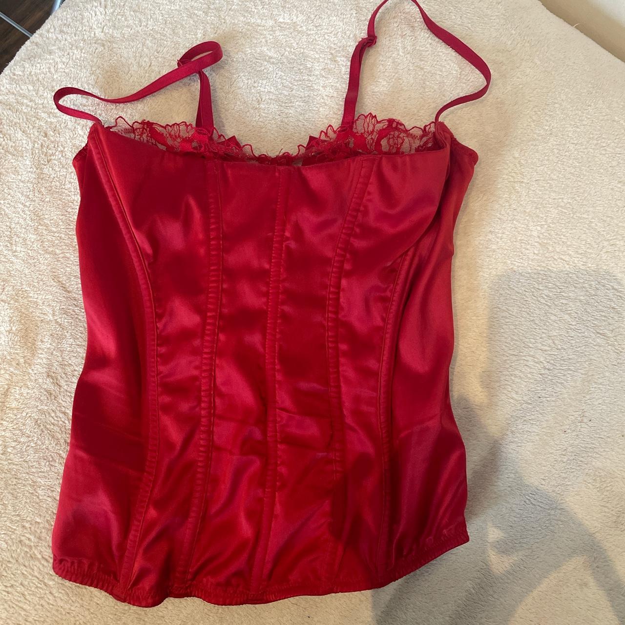 Victoria secret red corset with zip on the side and... - Depop