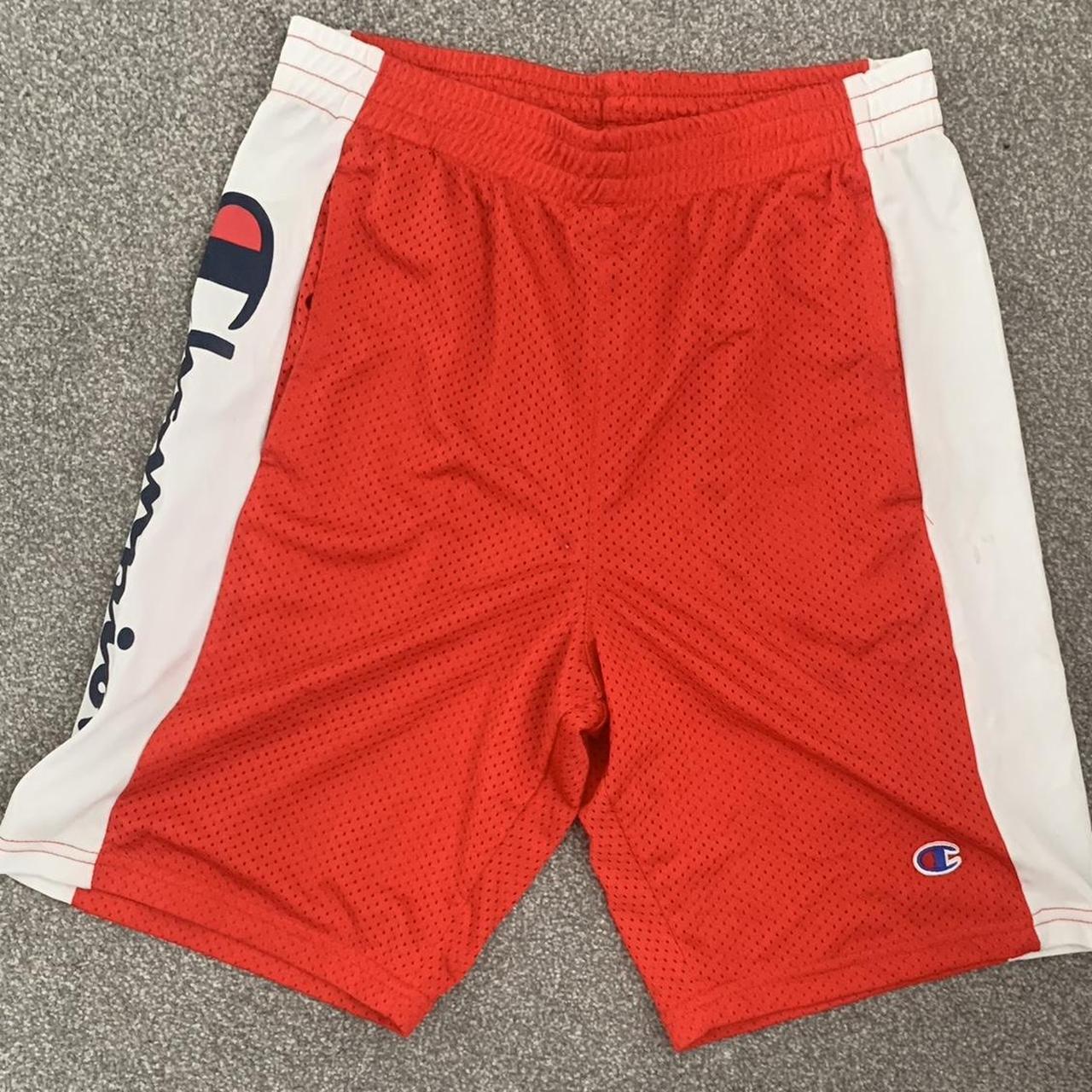 Red Champion basketball shorts - size small really... - Depop