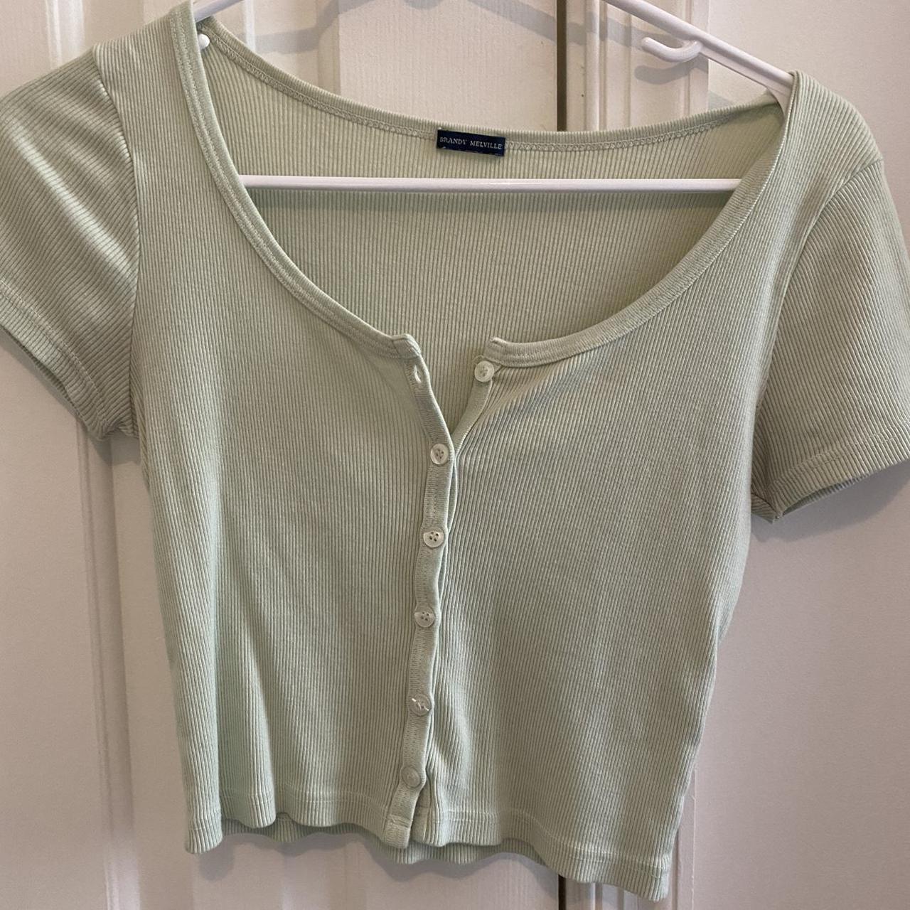 Green button down brandy Melville top brandymelville Depop