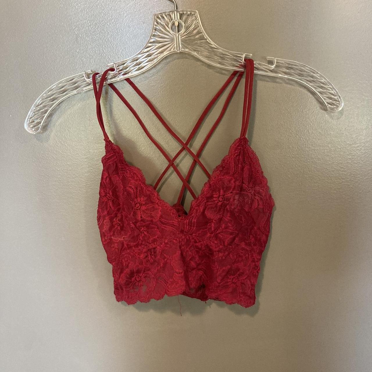 Women's Burgundy and Red Bra | Depop