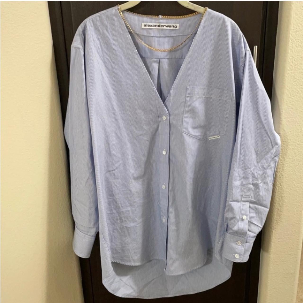 alexander wang striped oversized shirt, blue and...