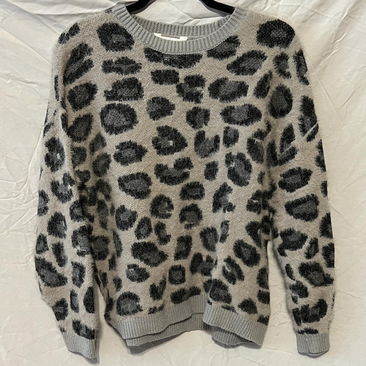 L 12 14 Cheetah Leopard Print Soft Fuzzy Sweater. Depop