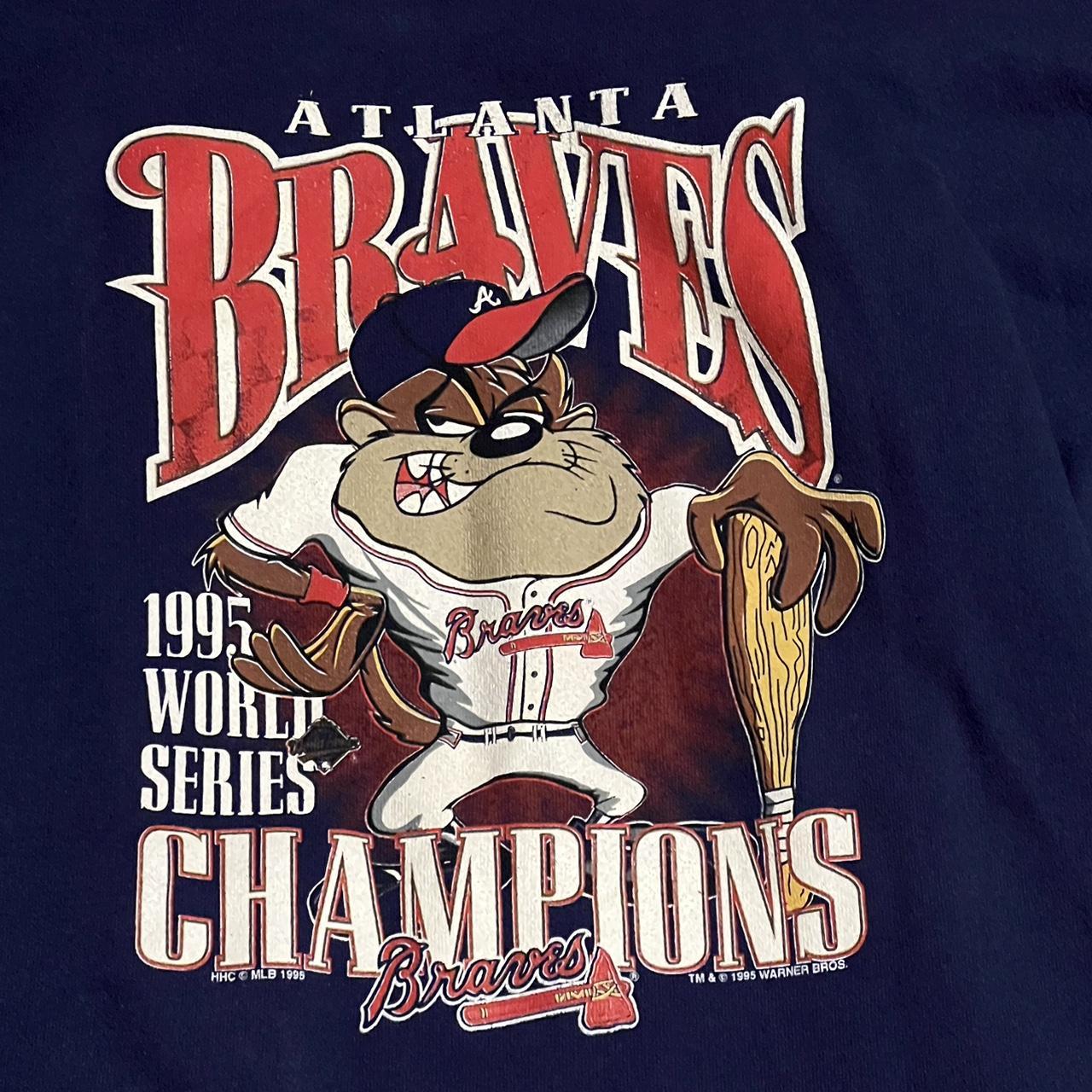 Vintage 1995 Atlanta Braves World Series Sweatshirt - Depop
