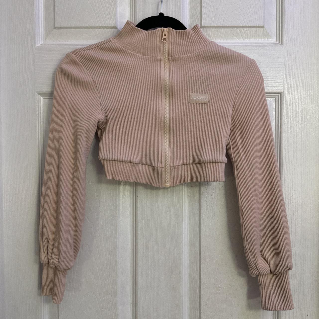 Bo+Tee Off Duty Cropped Hoodie in Light Pink Size: - Depop