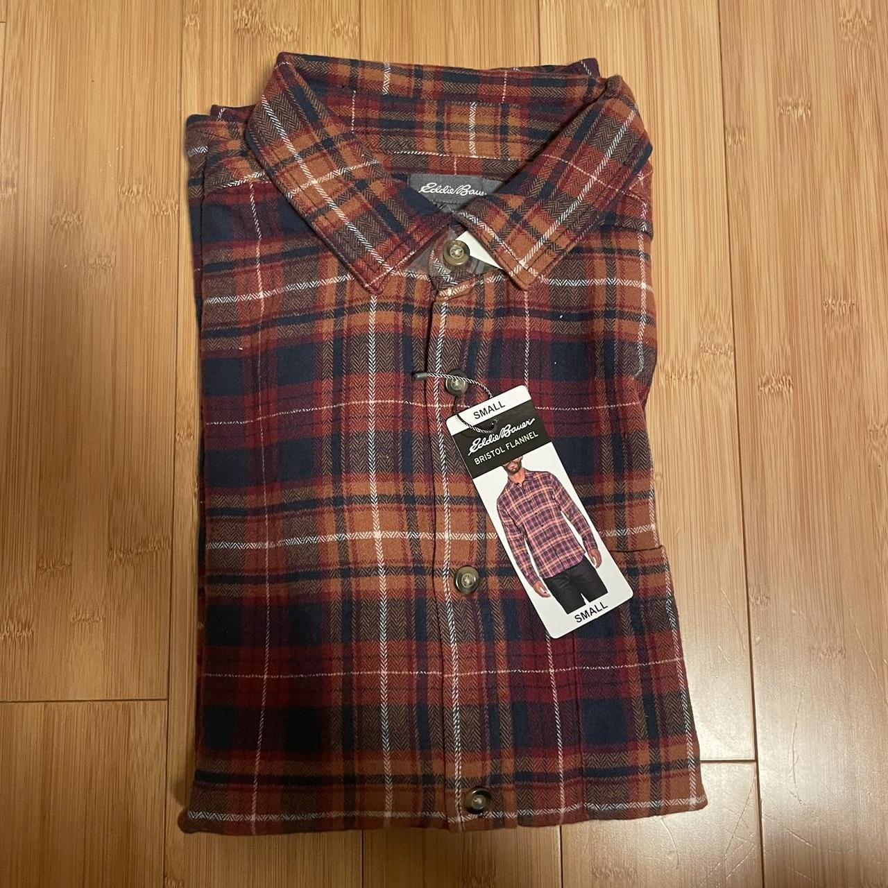 Eddie Bauer Men’s Bristol Flannel Color Cognac... Depop