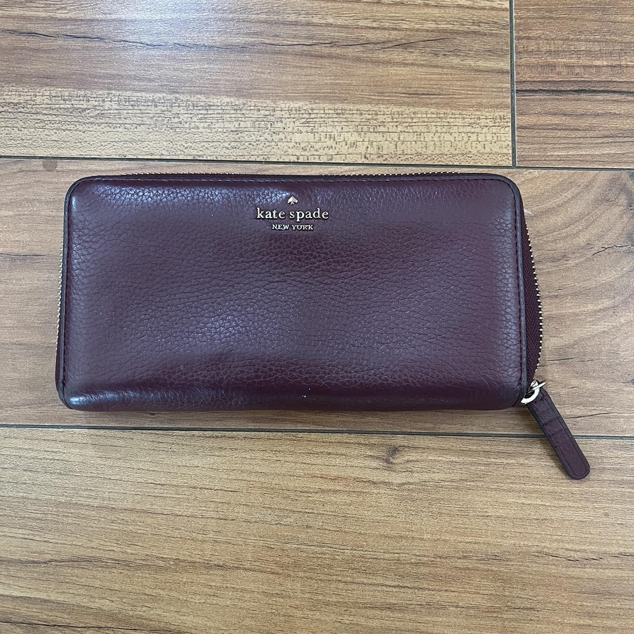 Kate Spade wallet. Maroon and gold. Big wallet can. Depop