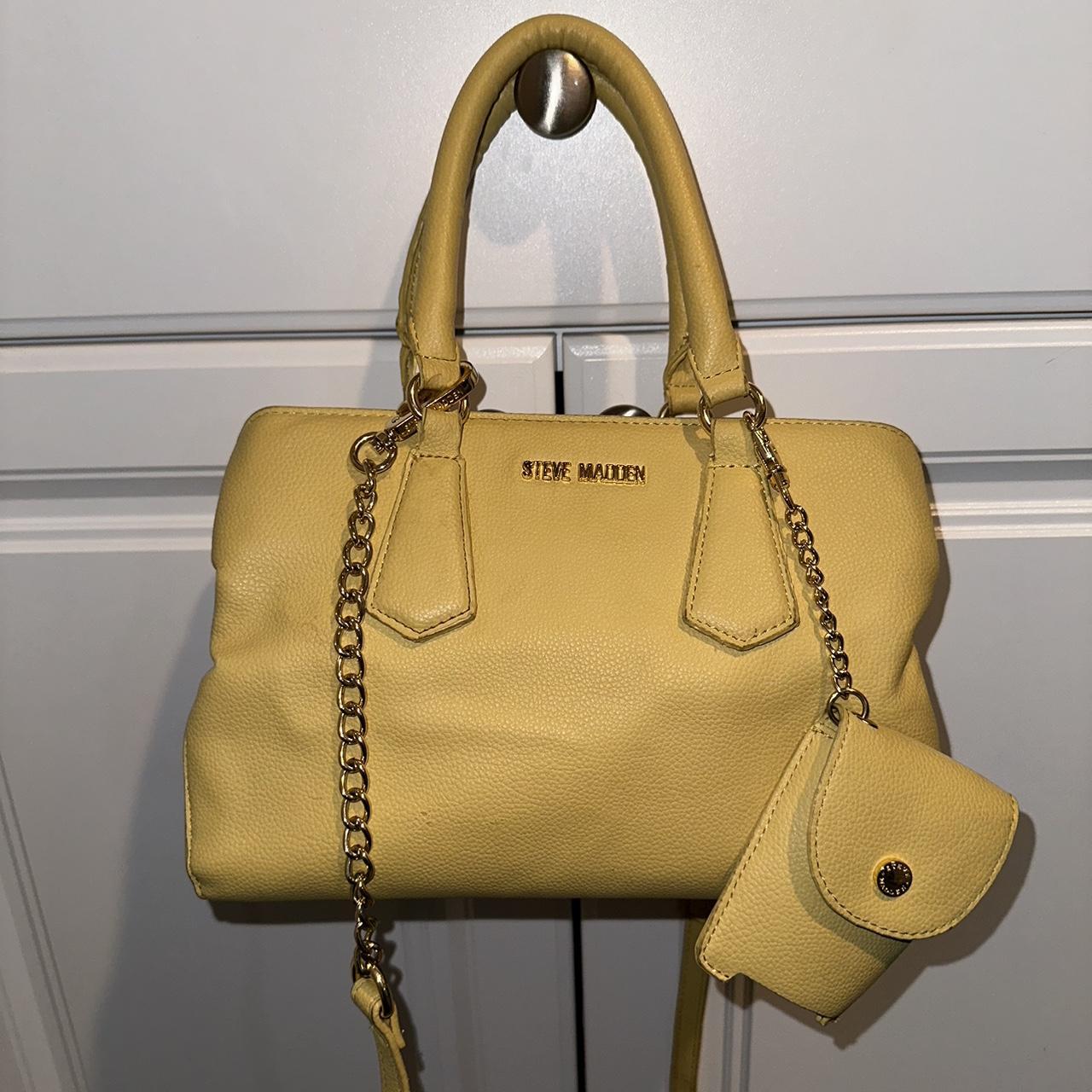 Yellow Steve Madden shoulder bag. With sanitizer... - Depop