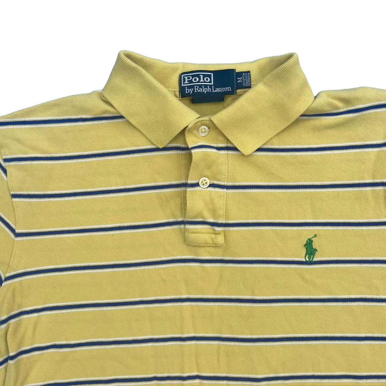 Polo Ralph Lauren Yellow & Blue Striped Polo Shirt... - Depop