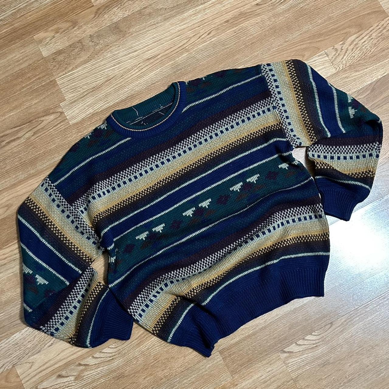 Vintage 80s/90s Aztec Pattern Knit Sweater. great... - Depop
