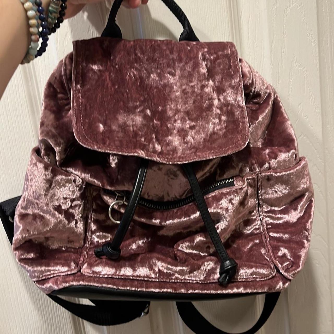 Crushed pink velvet backpack. Used twice