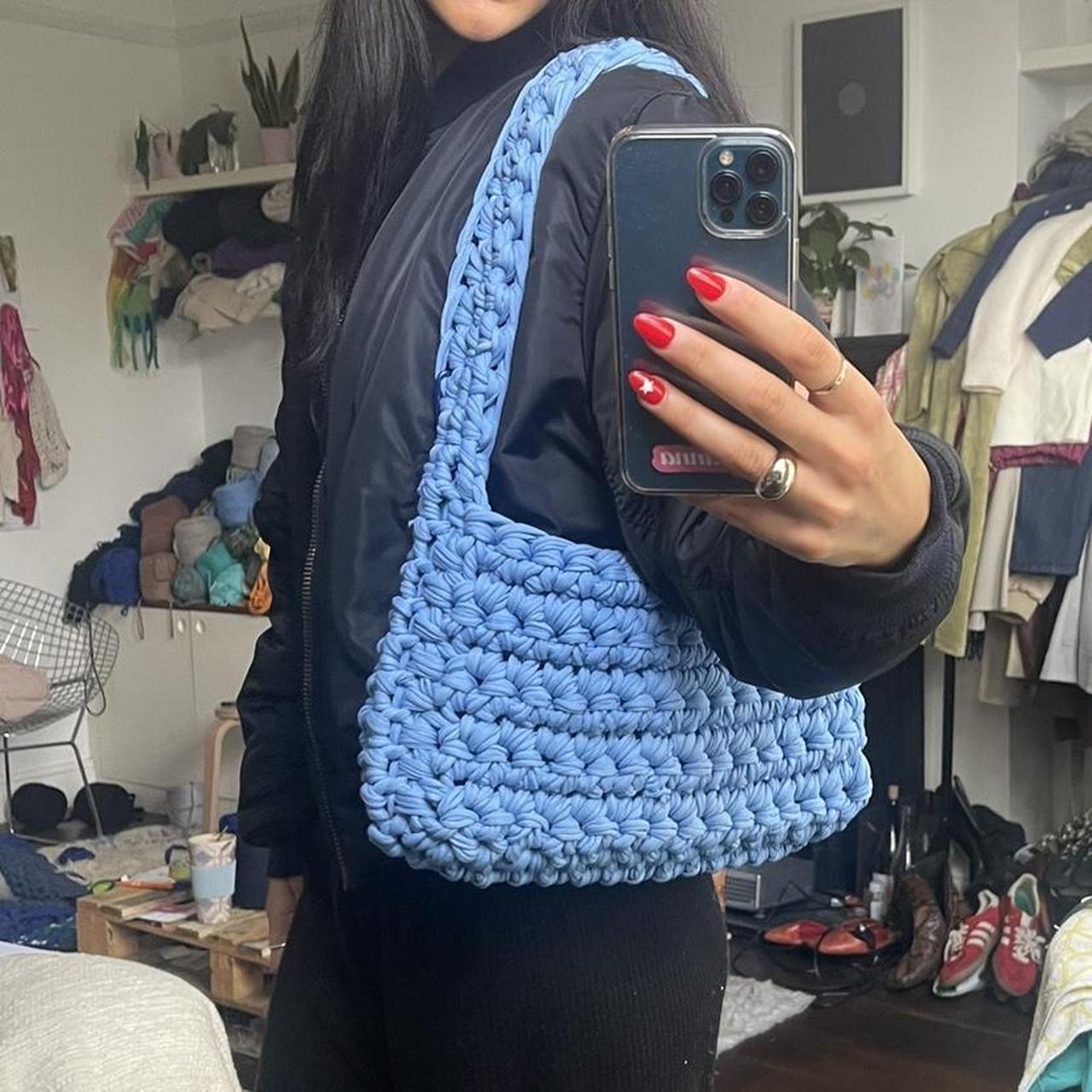 Oversized Light Blue Crossbody Sling Bag, Perfect - Depop