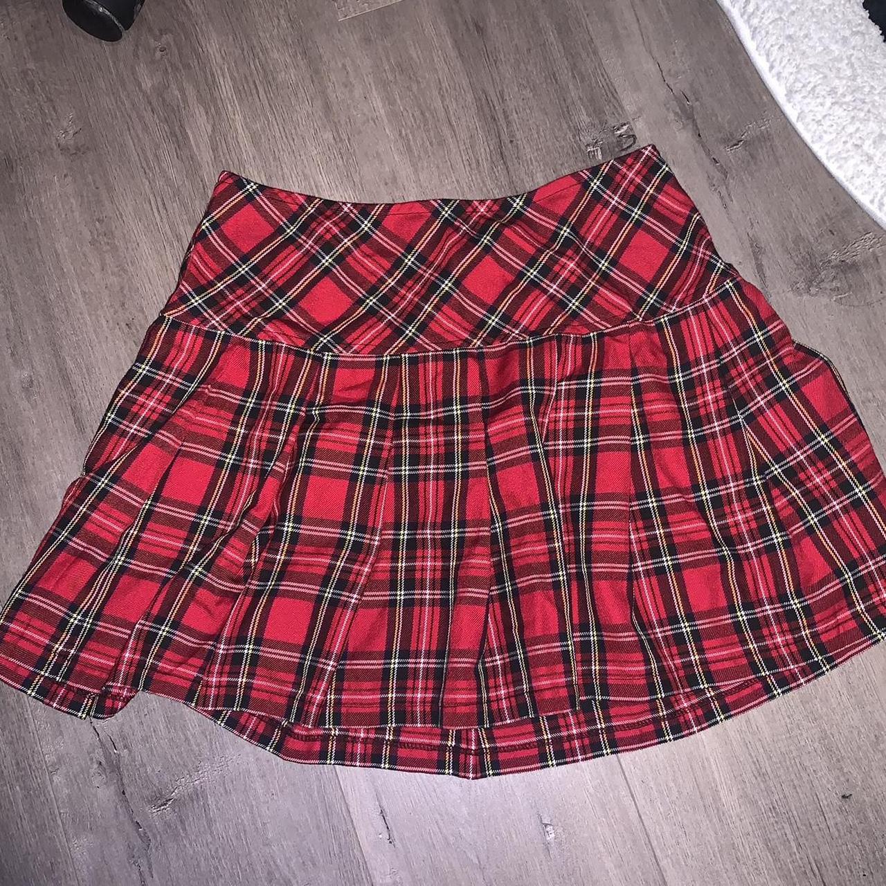 Red plaid royal bones size L skirt true to size... - Depop