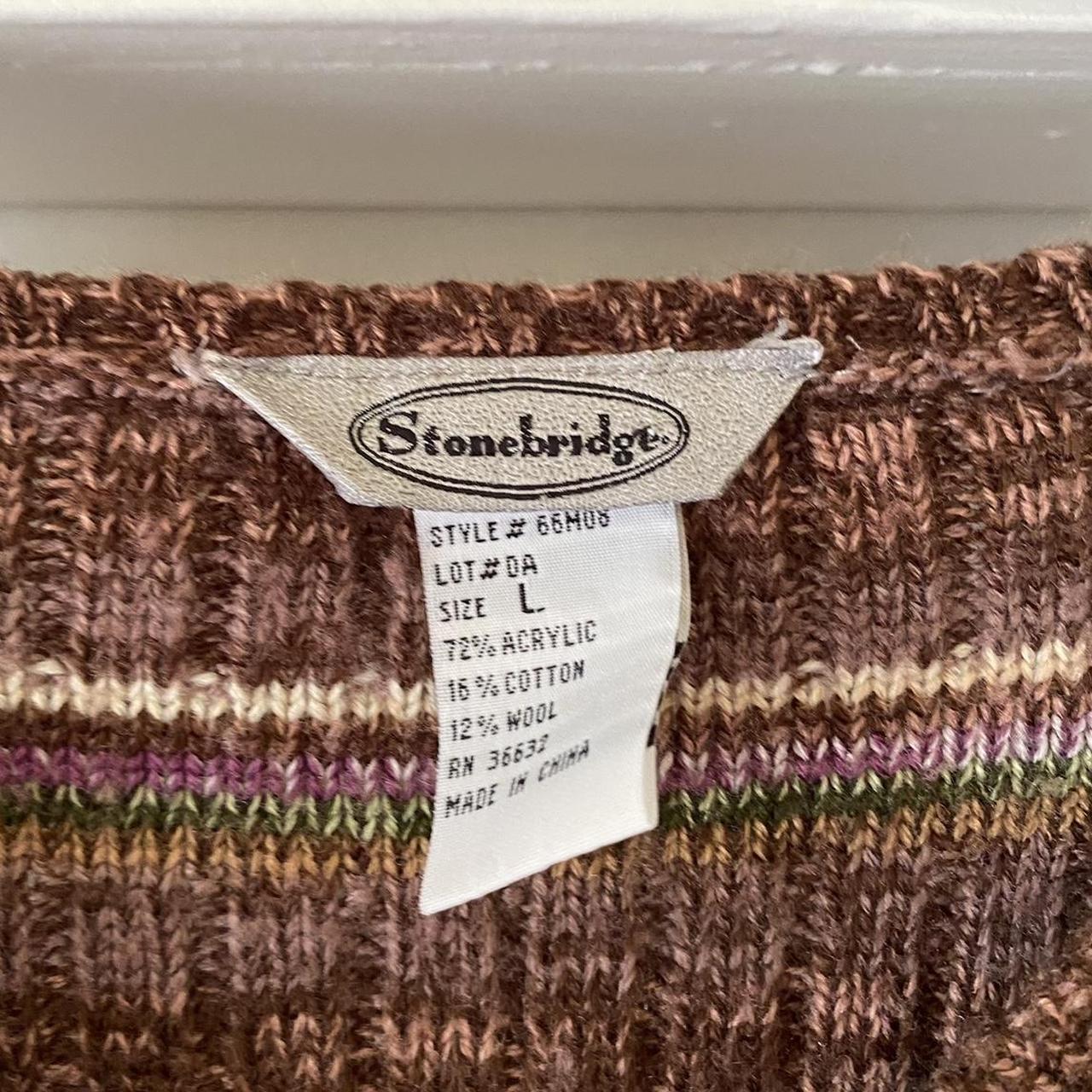 the cutest brown striped knit zip up sweater!! the... - Depop