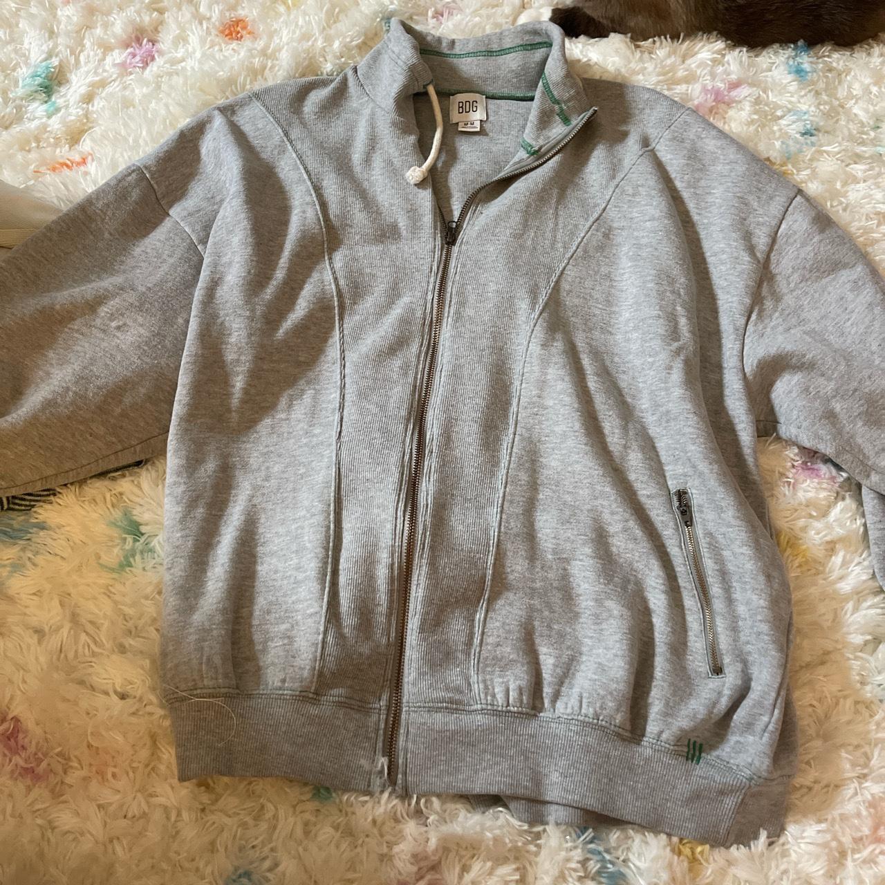 Urban outfitters BDG zip up, grey with green... - Depop