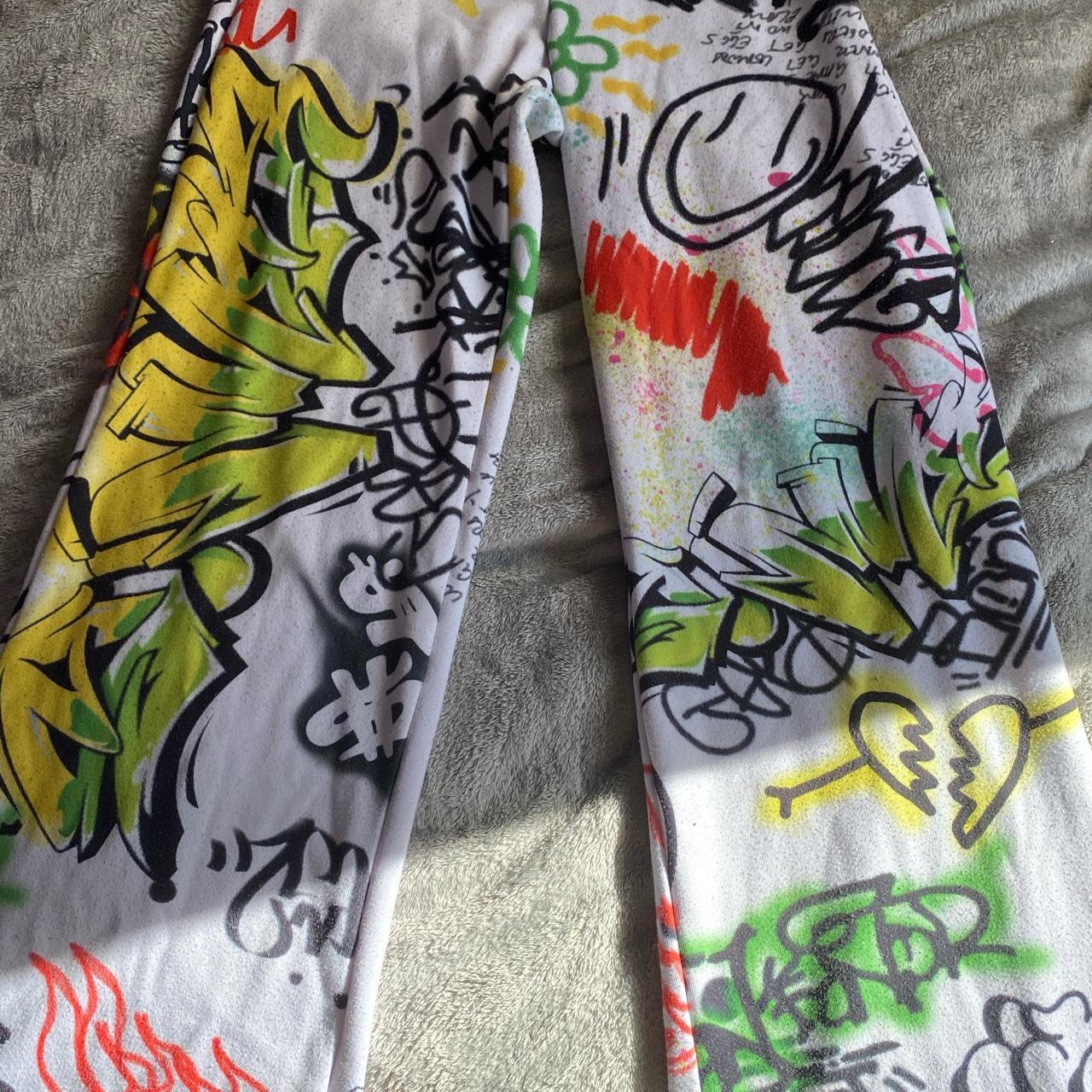 Jaded London Graffiti Sweatpants Size Small Kinda... - Depop