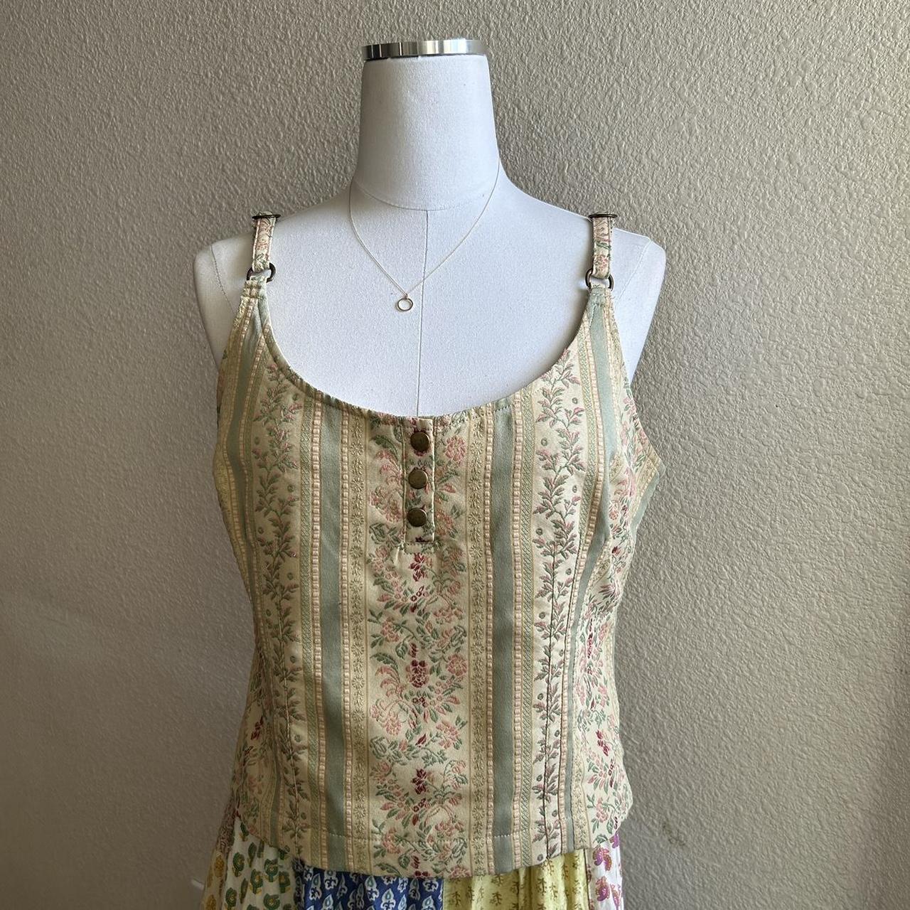 Vintage 90s floral tapestry bustier top. Deets... Depop