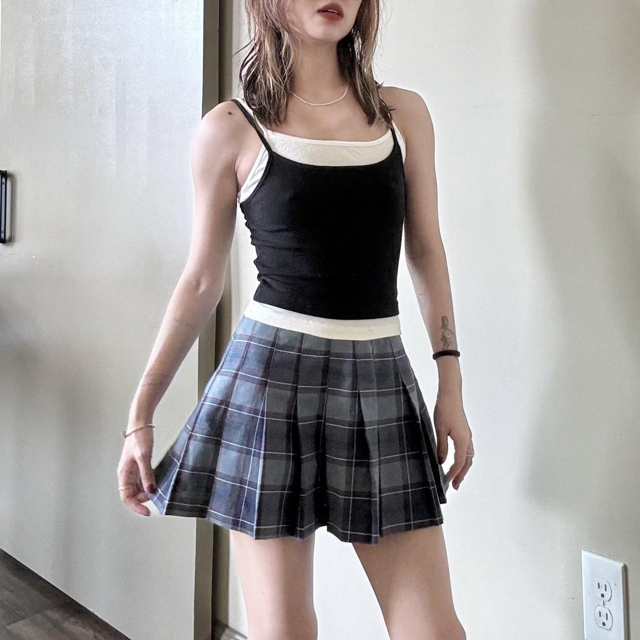 American apparel plaid pleated mini skirt hotsell