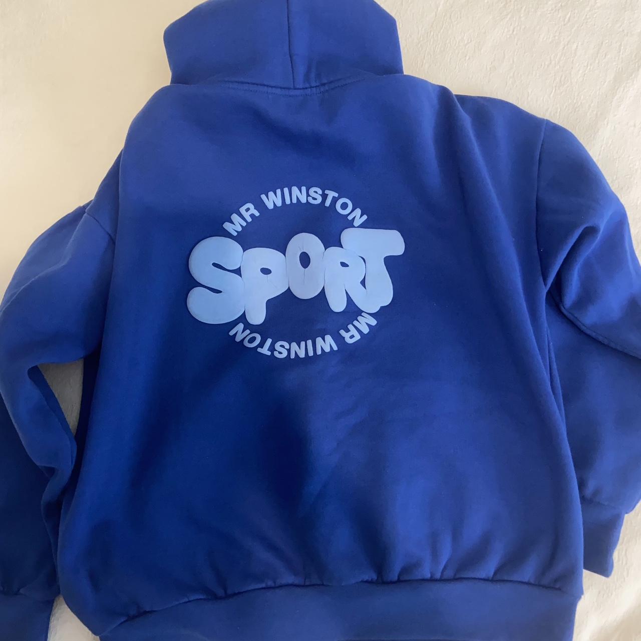 Mr Winston Women's Blue Hoodie Depop