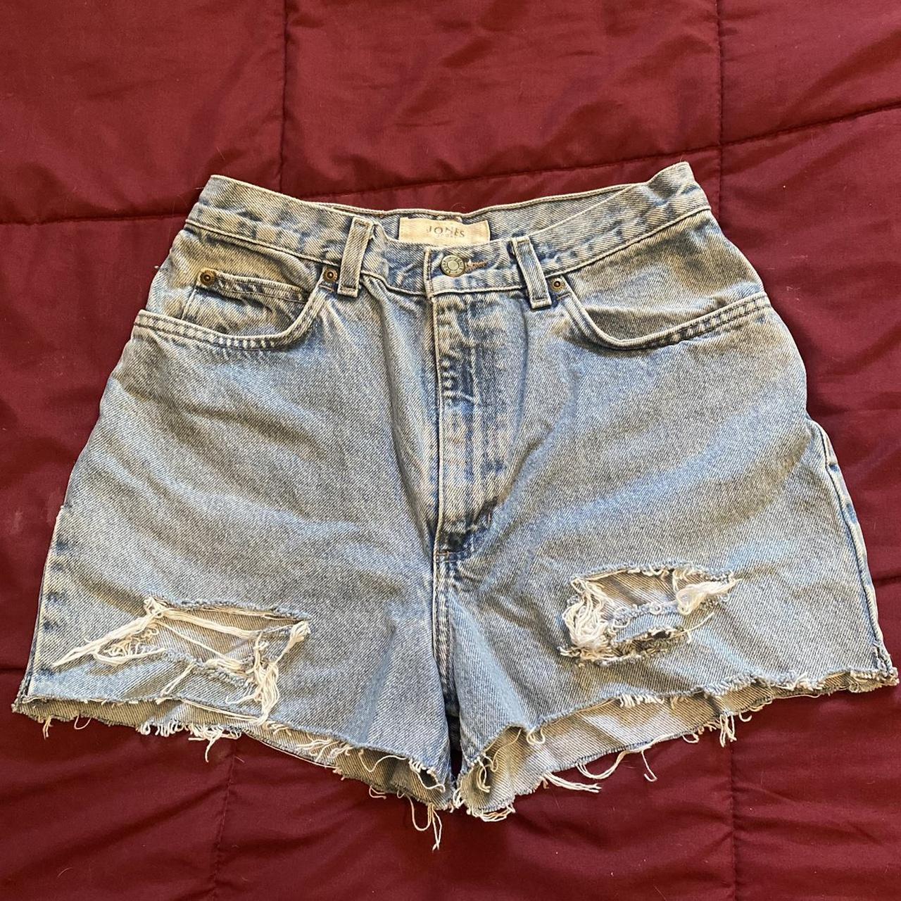 Vintage Distressed High Rise Denim Shorts Size: 8... - Depop