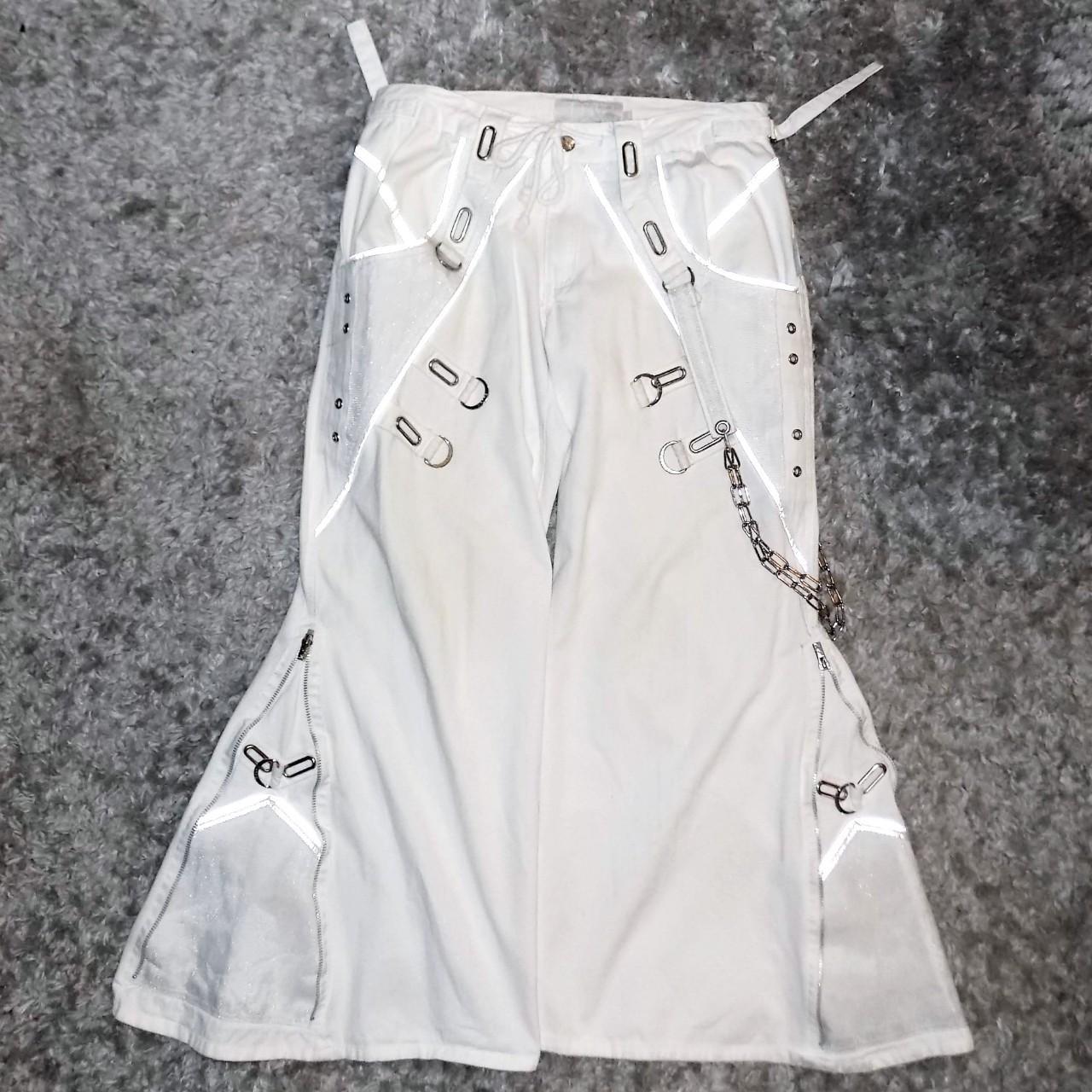 【TRIPP NYC】Mega Eye Pants - White Tripp Pyramid Stud Pants [White] – VampireFreaks
