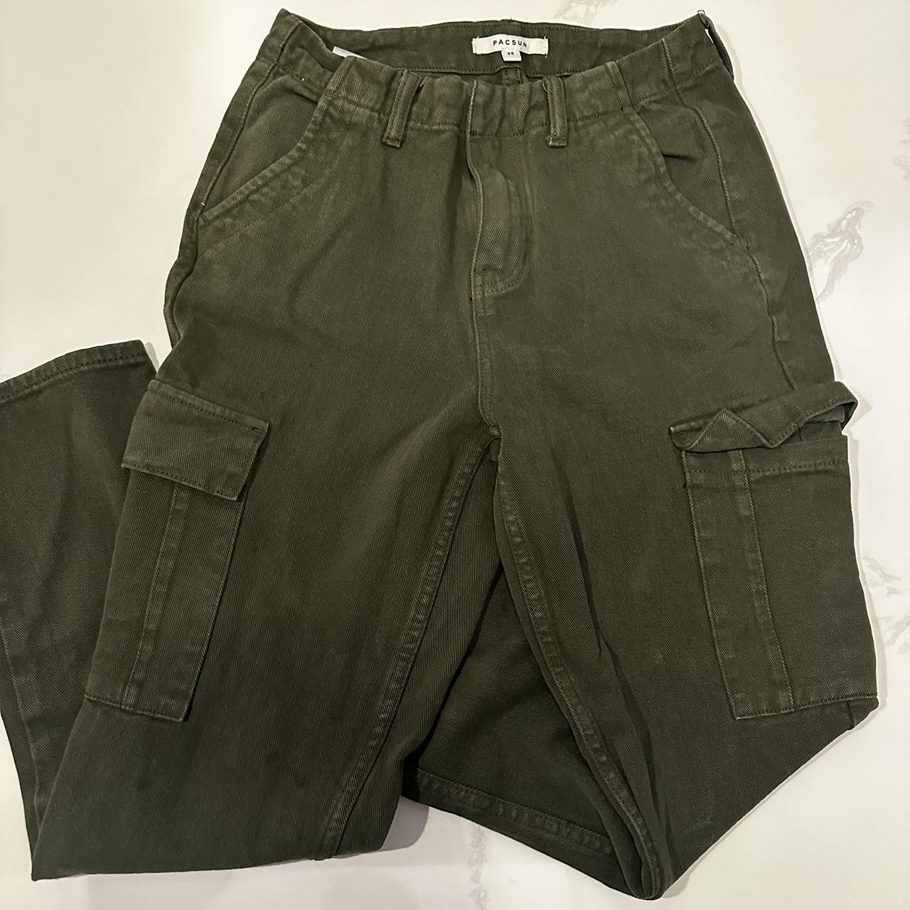 pacsun cargo pants color: army green size: 25 -some... - Depop