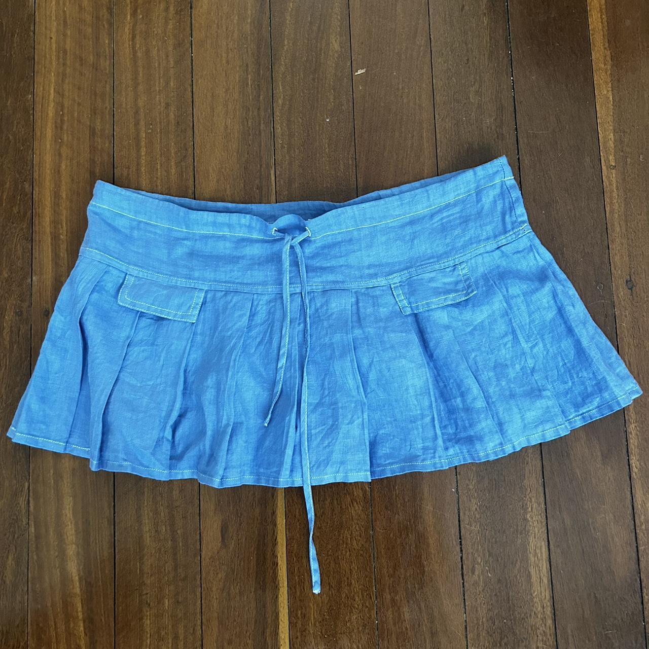 ☆ GHANDA BLUE PLEATED MINI SKIRT ☆ beautiful Depop