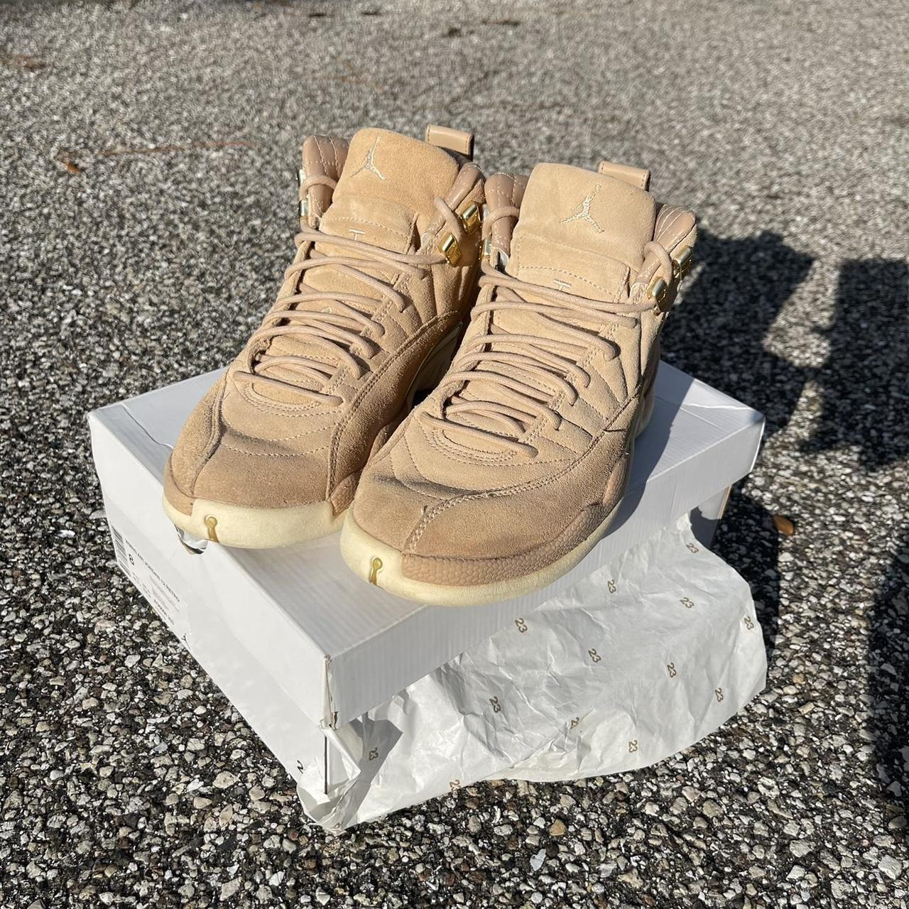 Jordan 12 vachetta tan on feet hotsell