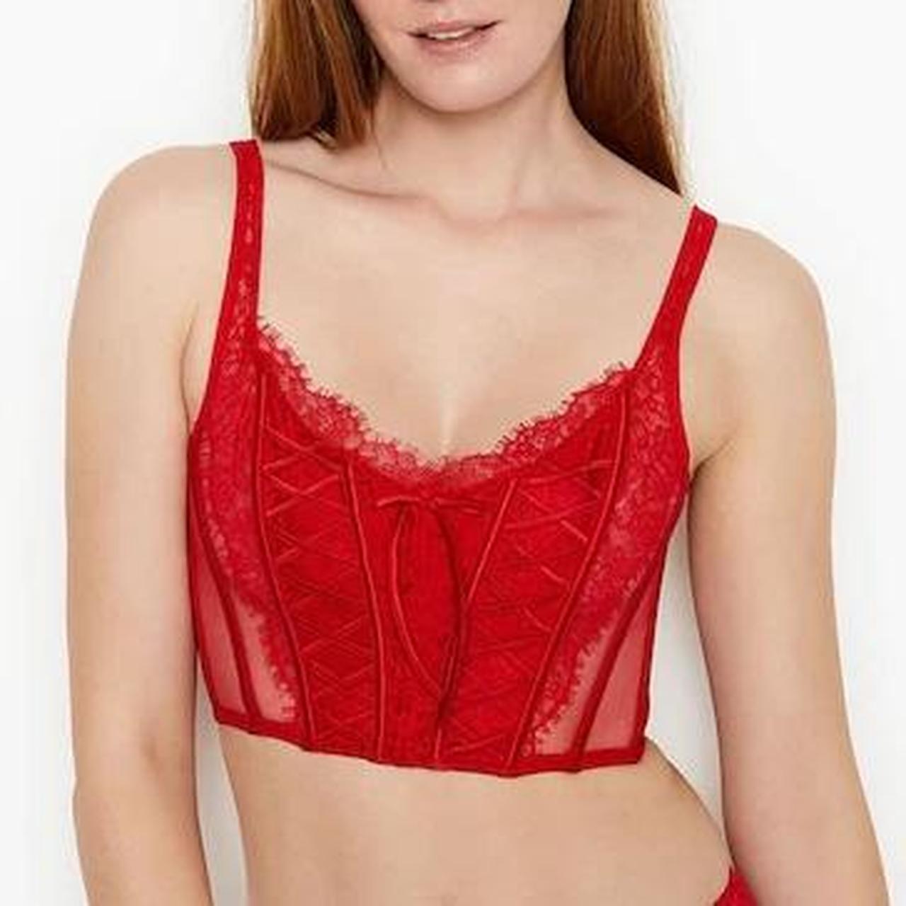 victoria secret red corset never worn size - Depop