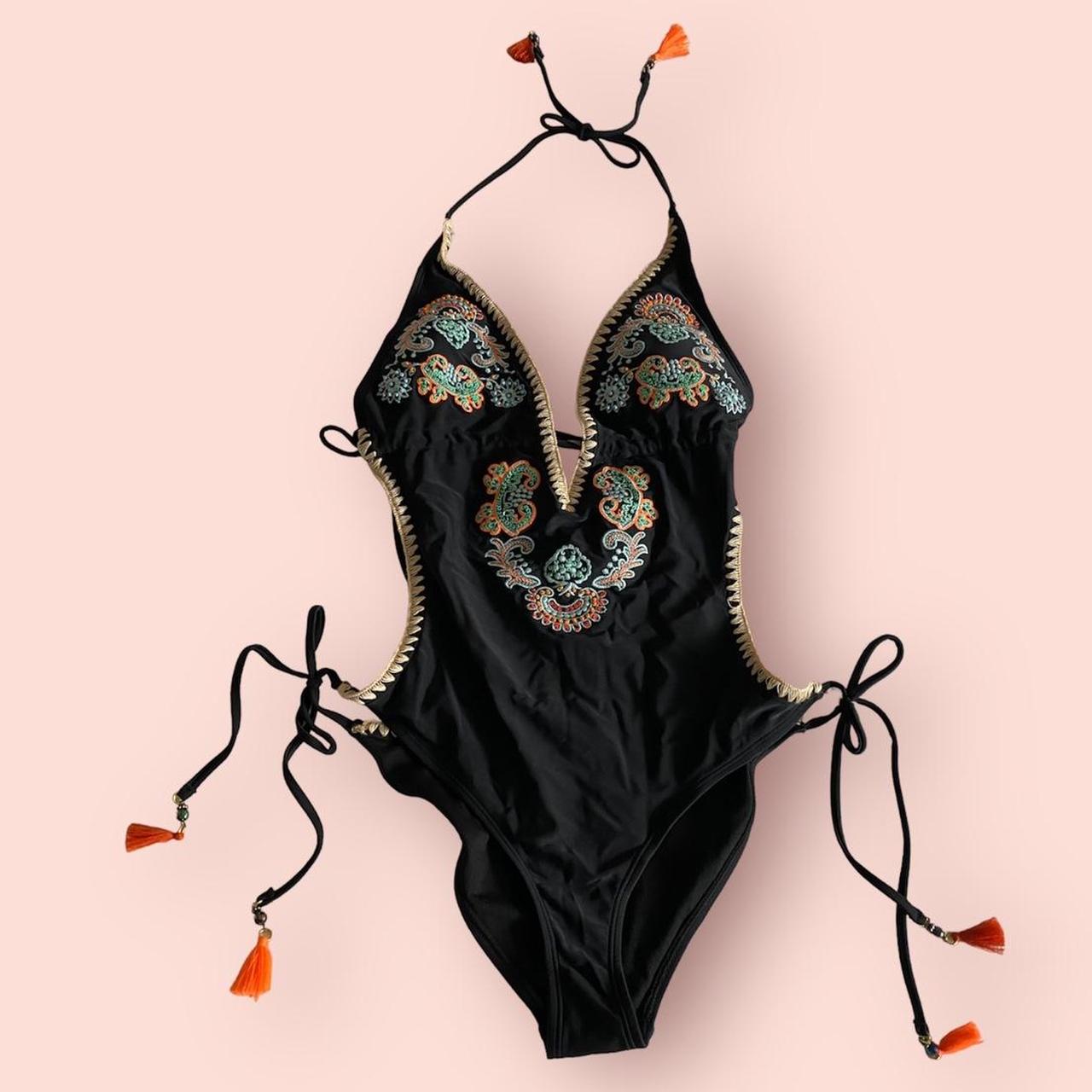 River Island Women's Black Swimsuitonepiece Depop